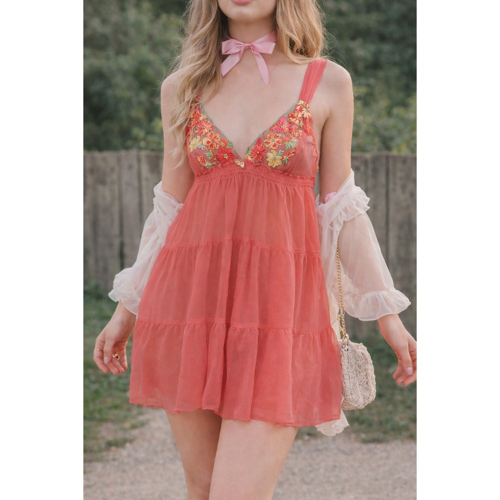 Y2K Fairycore Soft Girl Babydoll Dress Embroidered Milkmaid Cottagecore Romantic